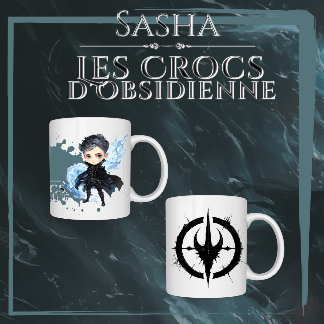 Sasha - Les Crocs d'Obsidienne : Les mugs Chibi et Logo